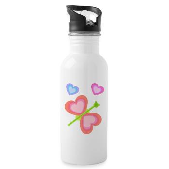 Bébé Tout-petit Printemps Papillon Coeurs Années 80 - Gourde avec paille intégrée - blanc - Droite