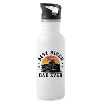 Best Biker Dad Ever Motorradfahren - Trinkflasche mit integriertem Trinkhalm - Weiß - Rechts