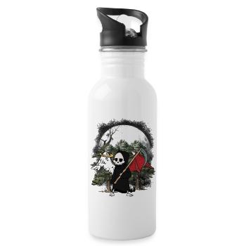 Horror Engel Teufel Sensenmann Halloween Tod - Trinkflasche mit integriertem Trinkhalm - Weiß - Rechts