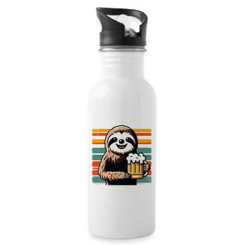 Der Freibier Fred heisst rückwärts Auch Der - Trinkflasche mit integriertem Trinkhalm - Weiß - Rechts