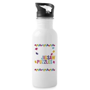 Ask Me About My Jigsaw Puzzles Collection Solving - Water bottle with straw - white - Right
