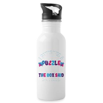 I Finished A Jigsaw Puzzle Solving Piece - Water bottle with straw - white - Right