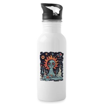 Sonnenblume aus der Hölle - Trinkflasche mit integriertem Trinkhalm - Weiß - Rechts