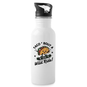 Taco Skateboarder - Taco Bout Ein wilder Ritt! Entwurf - Trinkflasche mit integriertem Trinkhalm - Weiß - Rechts