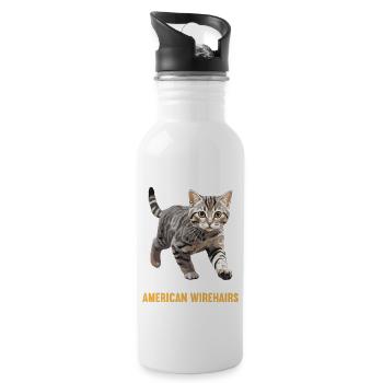 Cat Cats American Wirehair - Water bottle with straw - white - Right