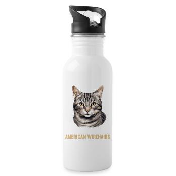 Cat Cats American Wirehair - Water bottle with straw - white - Right