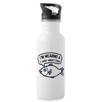 POISSON. JE PORTE UN T-SHIRT SUR LE THÈME DU POISSON - Gourde avec paille intégrée - blanc - Droite