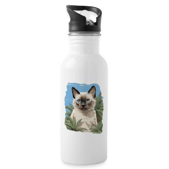 Balinese Cat Balinesenkatze - Water bottle with straw - white - Right