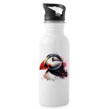 Papageitaucher - Trinkflasche mit integriertem Trinkhalm - Weiß - Rechts