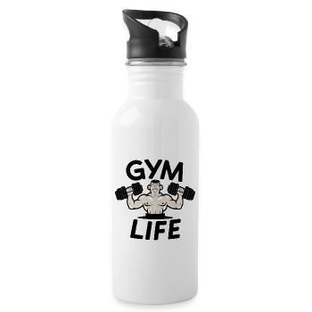 GYM LIFE - Water bottle with straw - white - Right