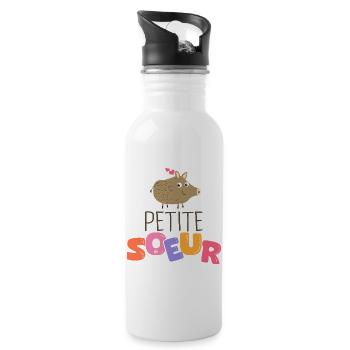 petite soeur cadeau famille chasseur sanglier - Gourde avec paille intégrée - blanc - Droite