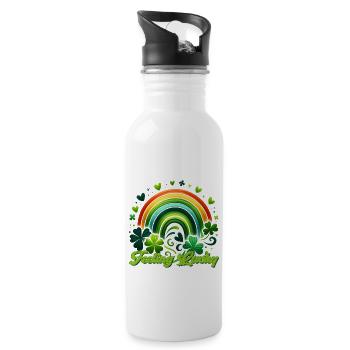 Regenbogen Glücksgefühl St. Patricks Day - Trinkflasche mit integriertem Trinkhalm - Weiß - Rechts