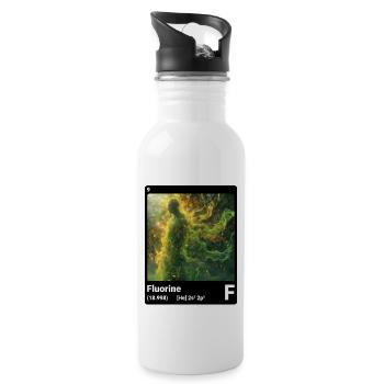 Élément du tableau périodique Fluor (F) 009 - Gourde avec paille intégrée - blanc - Droite