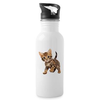 Bengal Cat Bengalkatze - Trinkflasche mit integriertem Trinkhalm - Weiß - Rechts
