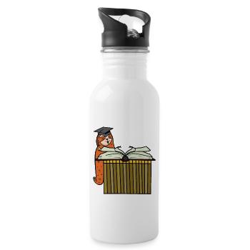 Sloth Student Study Book Student School - Water bottle with straw - white - Right