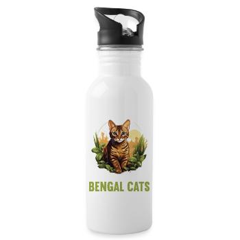Bengal Cat Bengalkatze - Trinkflasche mit integriertem Trinkhalm - Weiß - Rechts