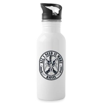 Alles, was ich brauche, sind mehr Messer Sammlermesser - Trinkflasche mit integriertem Trinkhalm - Weiß - Rechts