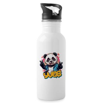 YVES - Beau prénom de garçon avec un panda cool - Gourde avec paille intégrée - blanc - Droite