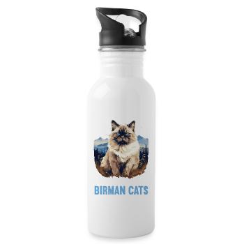 Birman Cat Birma Katze - Trinkflasche mit integriertem Trinkhalm - Weiß - Rechts