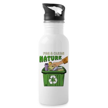 MÜLLTONNE FOR A CLEAN NATURE - Trinkflasche mit integriertem Trinkhalm - Weiß - Rechts