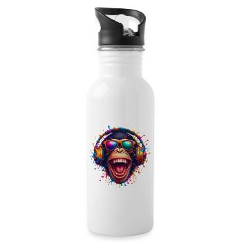 DJ Monkey Monkey Chimpanzé Casque de musique Drôle - Gourde avec paille intégrée - blanc - Droite
