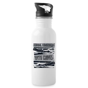 Irgendwie besessen von Messern Metzgermesser Messer - Trinkflasche mit integriertem Trinkhalm - Weiß - Rechts