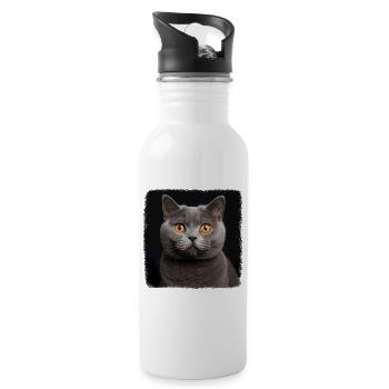 Cat Cats British Shorthair British Shorthair - Water bottle with straw - white - Right