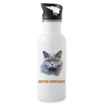 Cat Cats British Shorthair British Shorthair - Water bottle with straw - white - Right