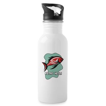 Frogfish, Fisherman, Fish, Fishing Rod: Petri Heil - Water bottle with straw - white - Right