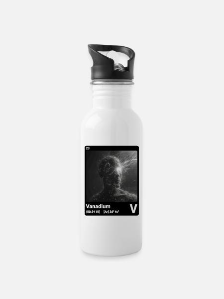 AI am Vanadium (bk) - Trinkflasche mit integriertem Trinkhalm - Weiß
