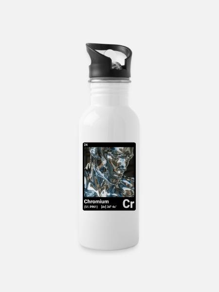 AI am Chromium (bk) - Trinkflasche mit integriertem Trinkhalm - Weiß