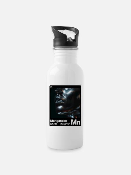 AI am Mangan (bk) - Trinkflasche mit integriertem Trinkhalm - Weiß