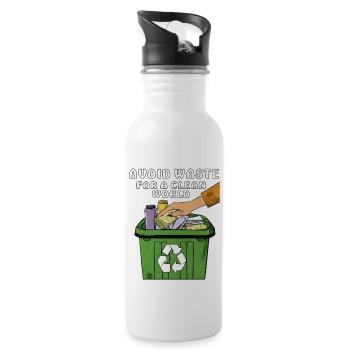 MÜLLTONNE AVOID WASTE FOR A CLEAN WORLD - Trinkflasche mit integriertem Trinkhalm - Weiß - Rechts