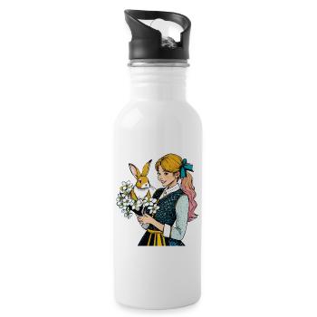 WOMAN RABBIT FLOWER - Water bottle with straw - white - Right