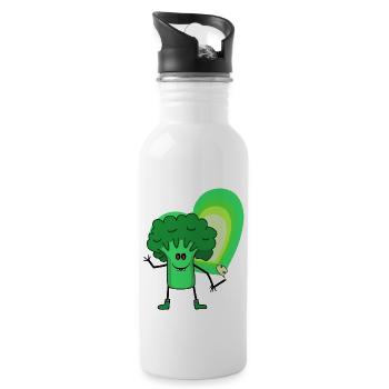 Broccoli Drugs Pot Stoner Intoxication Ecstasy - Water bottle with straw - white - Right
