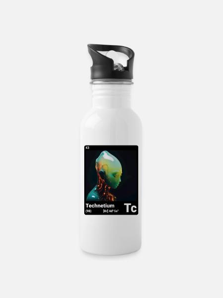 AI am Technetium (bk) - Trinkflasche mit integriertem Trinkhalm - Weiß