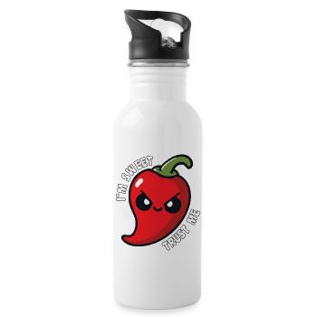 Ich bin süß, vertrau mir, scharfe Chilischote lustig - Trinkflasche mit integriertem Trinkhalm - Weiß - Rechts