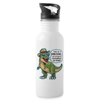 ICH BIN VIELLEICHT EIN DINOSAURIER. MODISCH IM TREND! - Trinkflasche mit integriertem Trinkhalm - Weiß - Rechts
