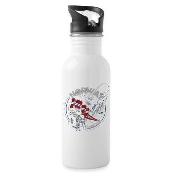 NORWAY FISHING TOUR - Moose Edition - Trinkflasche mit integriertem Trinkhalm - Weiß - Rechts