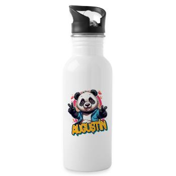 AUGUSTIN - Beau prénom de garçon avec panda cool - Gourde avec paille intégrée - blanc - Droite