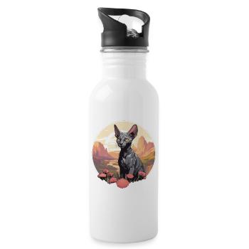 Cornish Rex Kätzchen Cornish Rex Katze - Trinkflasche mit integriertem Trinkhalm - Weiß - Rechts