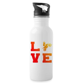 Dirt Biker Freestyle Motocross Dirt Bike - Trinkflasche mit integriertem Trinkhalm - Weiß - Rechts