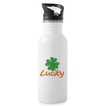 Lucky Clover Charm Essential - Water bottle with straw - white - Right