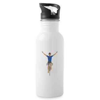 THIS BIKE IS POWERED BY POSITIVE THINKING - Water bottle with straw - white - Right
