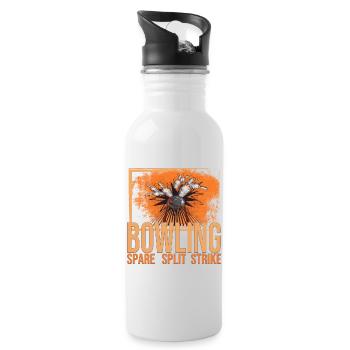 Bowling - Spare - Split - Strike - Trinkflasche mit integriertem Trinkhalm - Weiß - Rechts