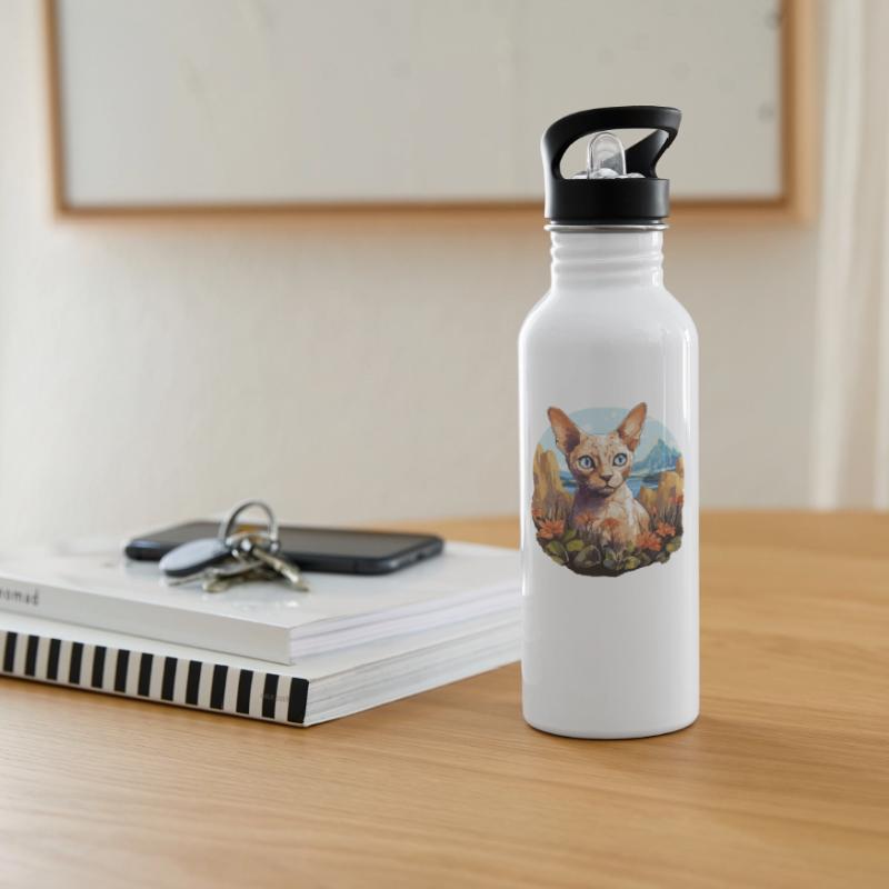 Devon Rex Kätzchen Devon Rex Katze Trinkflasche mit integriertem Trinkhalm