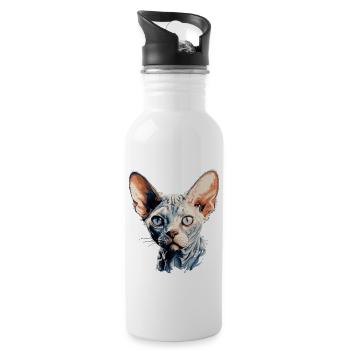 Devon Rex Kitten Devon Rex Cat - Water bottle with straw - white - Right