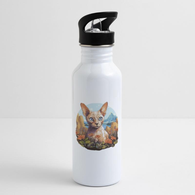Devon Rex Kitten Devon Rex Cat Water bottle with straw