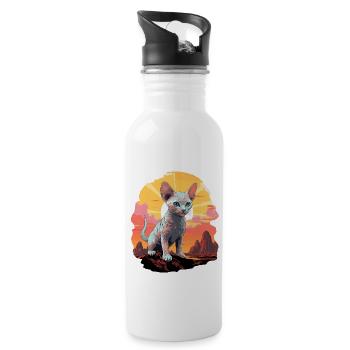 Devon Rex Kitten Devon Rex Cat - Water bottle with straw - white - Right