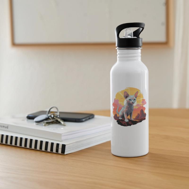 Devon Rex Kitten Devon Rex Cat Water bottle with straw